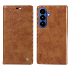 YIKATU - YIKATU Galaxy S26/S26 Pro Plånboksfodral Litchi Läder - Brun