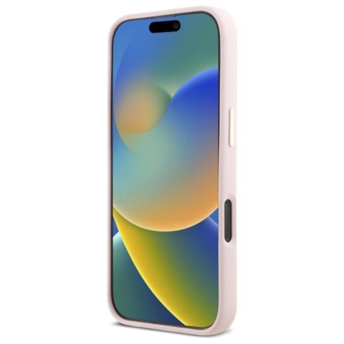 Guess - Guess iPhone 16 Pro Mobilskal Silikon Script Metal Logo - Rosa