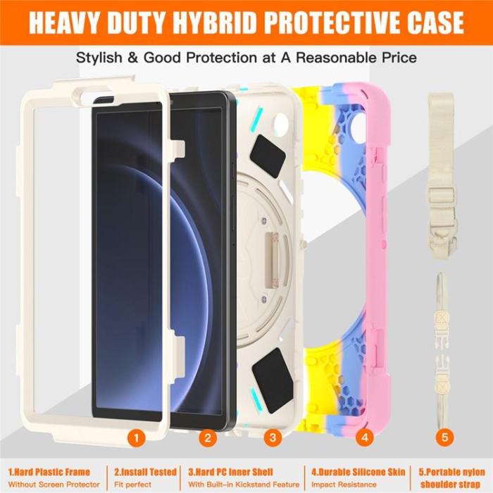 A-One Brand - Galaxy Tab A9 Skal Kickstand Handrem Med Axelrem - Färgglad Rosa