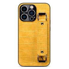 OEM - iPhone 14 Pro Skal Korthållare Crocodile - Gul