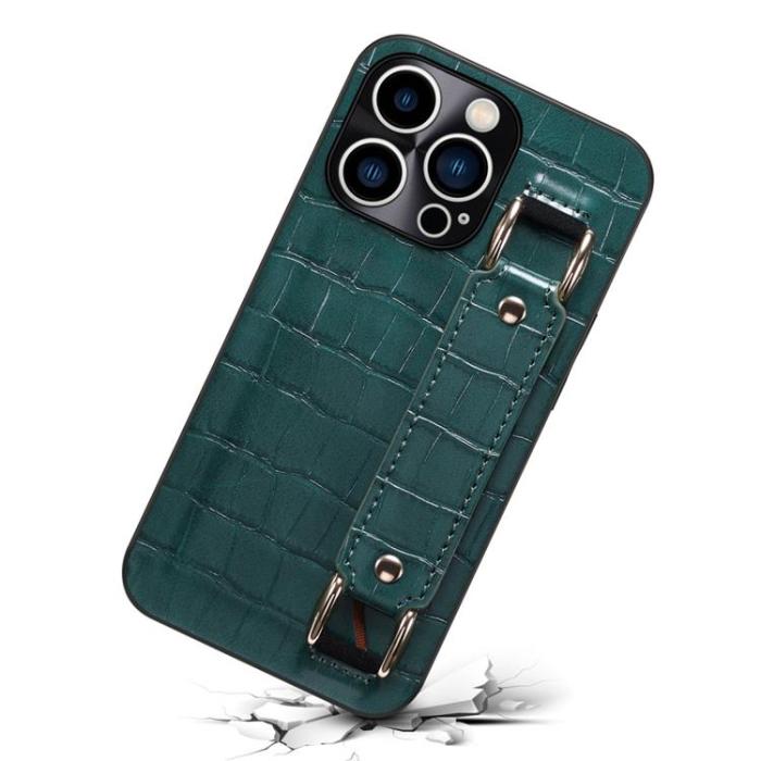 OEM - iPhone 14 Pro Skal Korthållare Crocodile - Grön