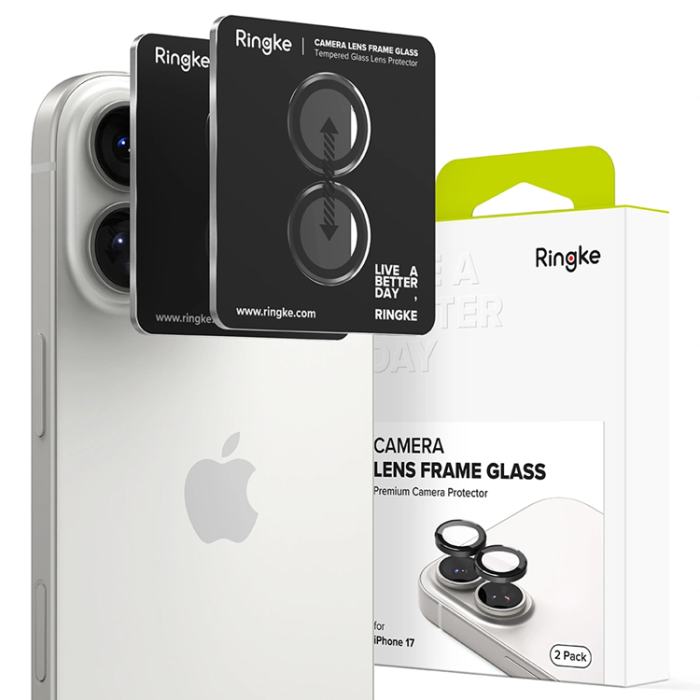 Ringke - [2-Pack] Ringke iPhone 17 Härdat Glas Kameraskydd - Svart