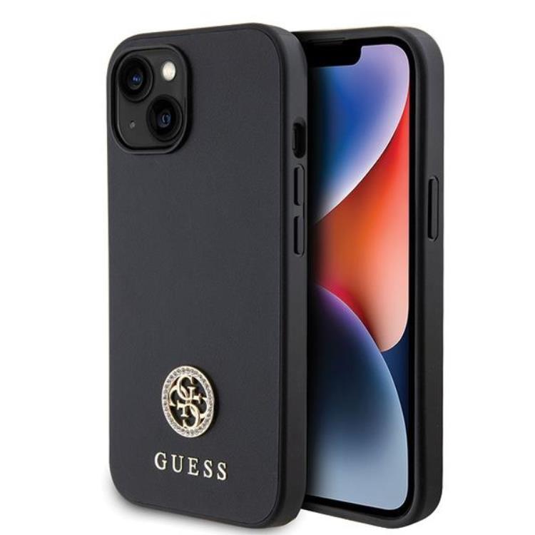 Guess iPhone 15 Plus Mobilskal Strass Metal Logo - Svart | 2353 | AlltMobil