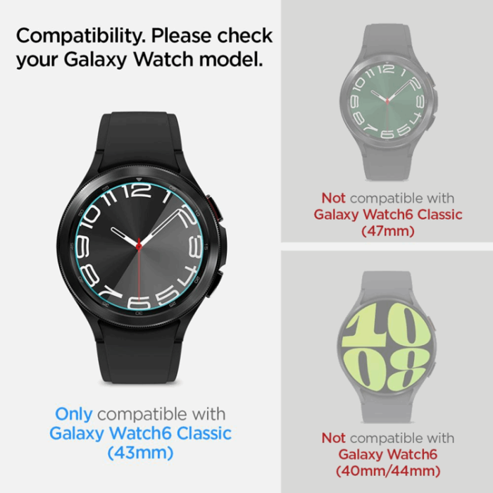 Spigen - Spigen Galaxy Watch 6 (43mm) Classic Härdat Glas Skärmskydd