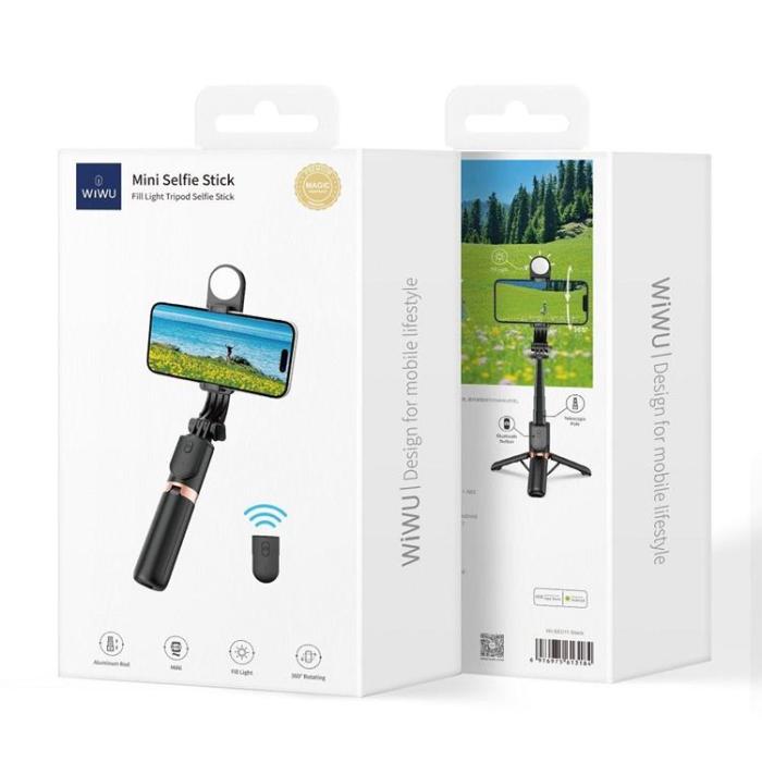 WIWU - WiWU Mini Selfie Stick Bluetooth Tripod Wi-SE011 - Svart