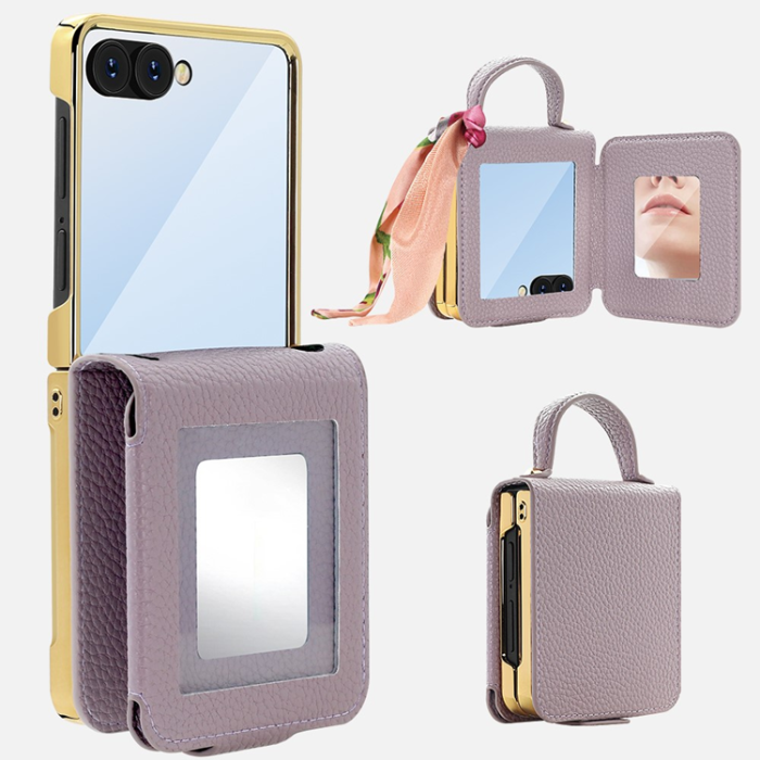A-One Brand - Galaxy Z Flip 7 Mobilskal Tote med Spegel - Lila