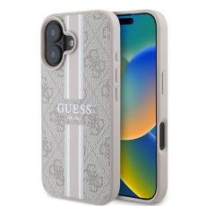 Guess - Guess Mobilskal till iPhone 16 MagSafe 4G Printed Stripes - Rosa
