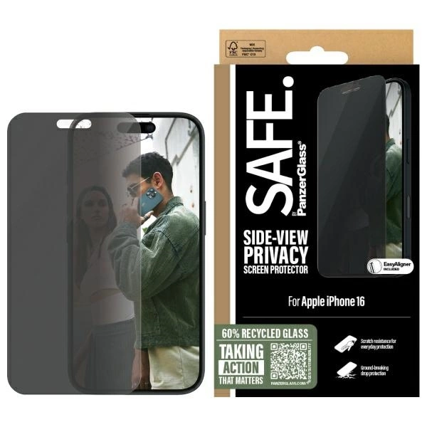 SAFE by PanzerGlass iPhone 16 Plastfilm Skärmskydd Privacy | 5468 | AlltMobil