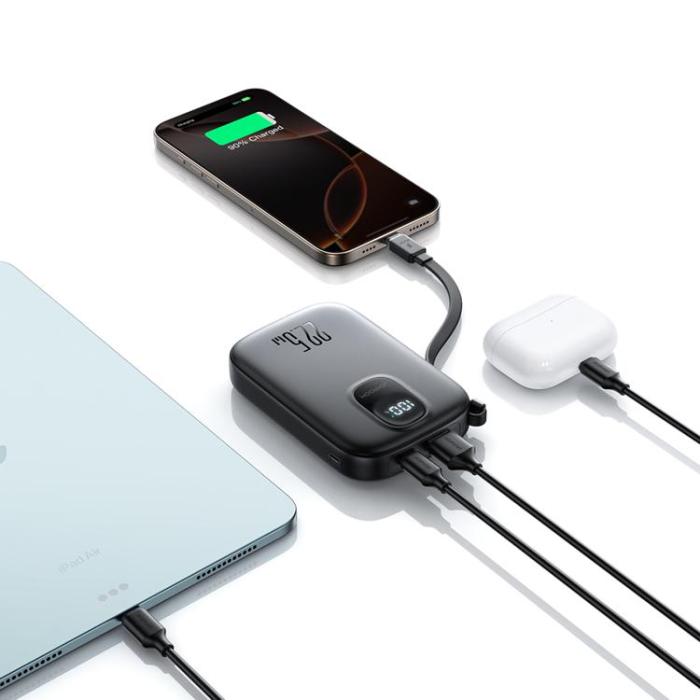 Joyroom - Joyroom Powerbank 10000mAh 22.5W med Inbyggd USB-C-kabel JR-PBF17 - Svart