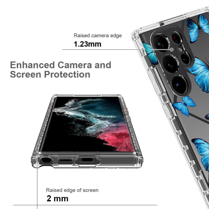 OEM - Galaxy S23 Ultra Skal Pattern Printing - Blå Butterfly