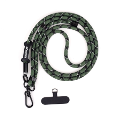 A-One Brand - Crossbody Mobilrem Lanyard Justerbar 7mm - Grön/Vit/Svart