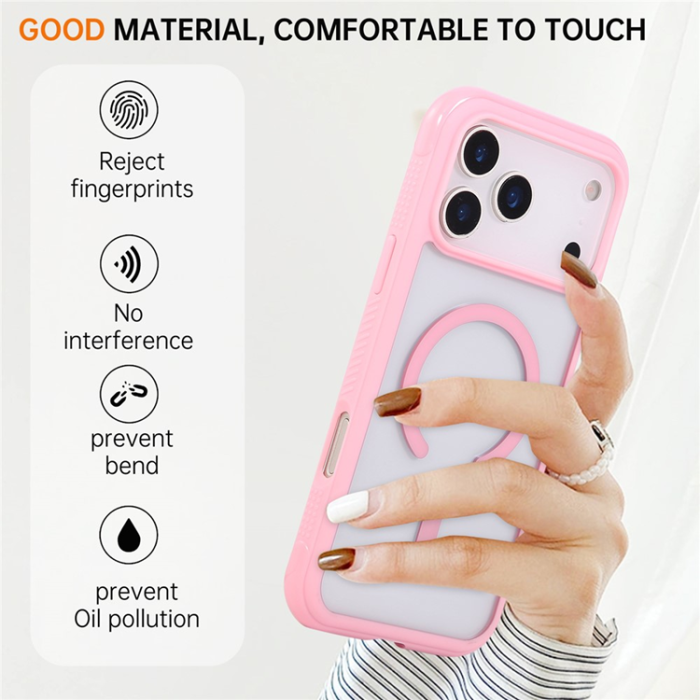 A-One Brand - iPhone 17 Pro Max Mobilskal MagSafe TPU+PC Transparent - Rosa