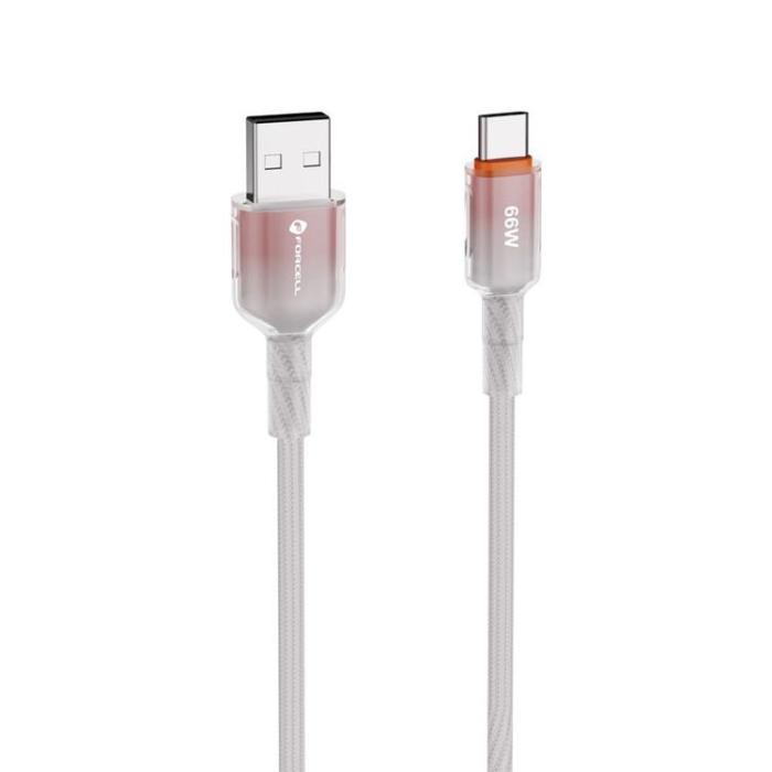 Forcell - FORCELL USB-A till USB-C 66W Kabel 3A 1m QC4.0 C352 - Vit
