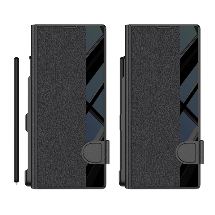 GKK - GKK Galaxy Z Fold 7 Plånboksfodral Pennfack Med Härdat Glas - Grön