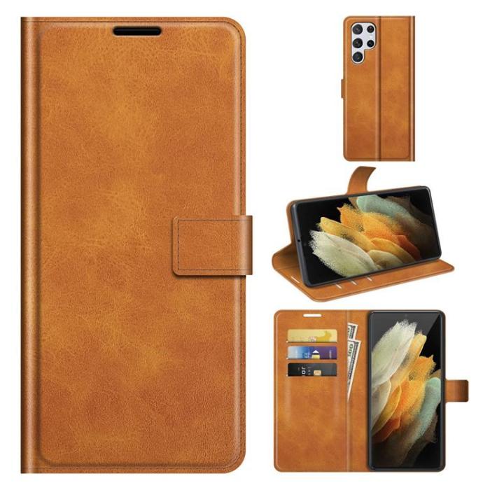 OEM - Flip Folio Fodral Galaxy S22 Ultra - Ljusbrun