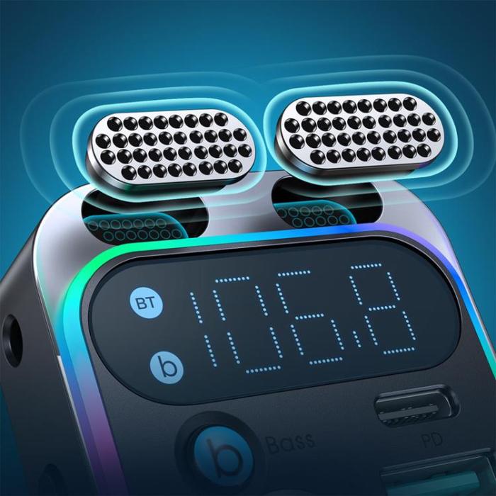 Joyroom - Joyroom Billaddare 2xUSB-A/USB-C 48W FM Sändare Trådlös - Svart