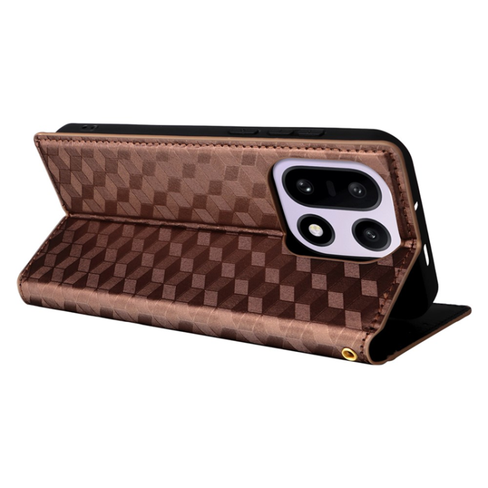 A-One Brand - OnePlus 15 Plånboksfodral Rhombus Imprinted Konstläder - Brun