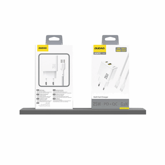 Dudao - Dudao Snabbladdare 25W A26T GaN USB-A, USB-C - Vit