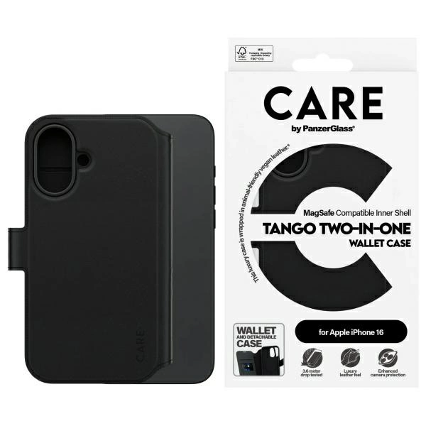 CARE By PanzerGlass iPhone 16 Plånboksfodral MagSafe Tango 2in1 | 2353 | AlltMobil