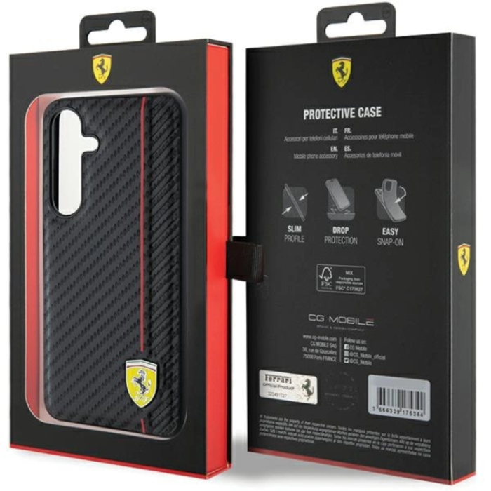 Ferrari - Ferrari Galaxy S24 Mobilskal Carbon Printed Line - Svart