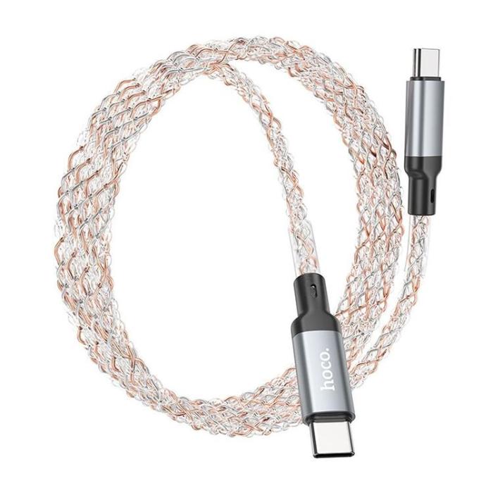 Hoco - HOCO USB-C till USB-C Kabel 3A 60W 1m LED U112 - Grå