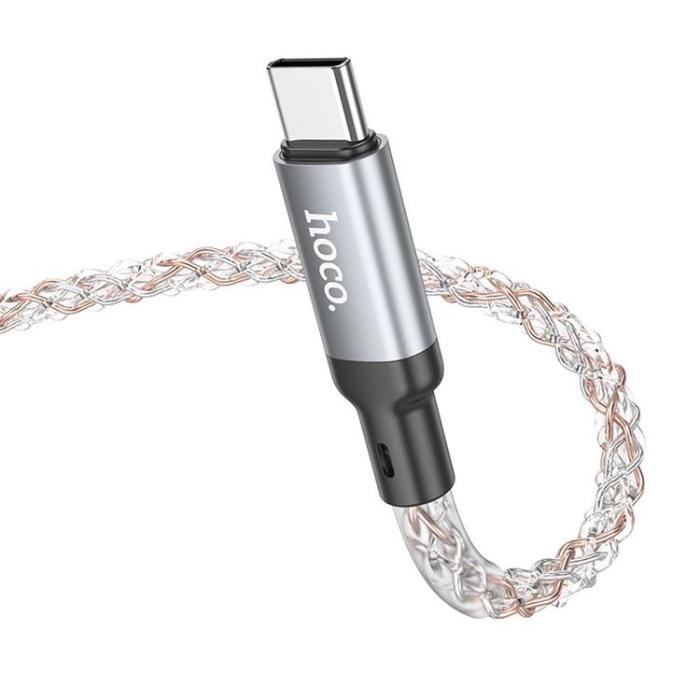 Hoco - HOCO USB-C till USB-C Kabel 3A 60W 1m LED U112 - Grå