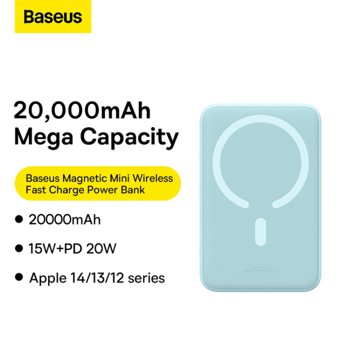 BASEUS - Baseus Powerbank 20000mAh 20W Magnetic Mini - Blå
