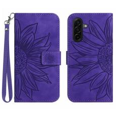 OEM - Samsung Galaxy S26 Pl&aring;nboksfodral Konstl&auml;der Blomtryck - M&ouml;rklila