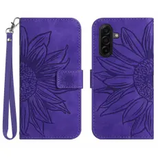 OEM - Samsung Galaxy S26 Pl&aring;nboksfodral Konstl&auml;der Blomtryck - M&ouml;rklila