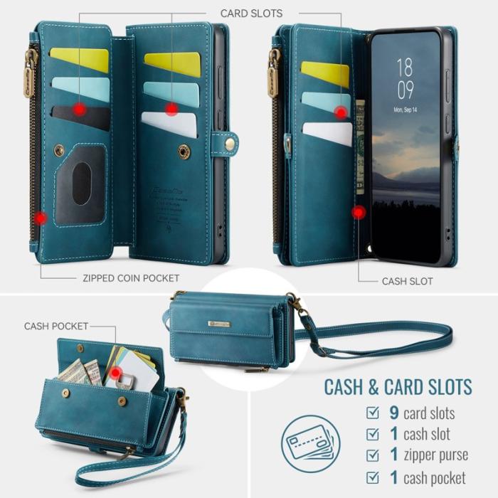 Caseme - CASEME Konstläder Plånboksfodral för Samsung Galaxy S22 5G med RFID-Skydd - Grön