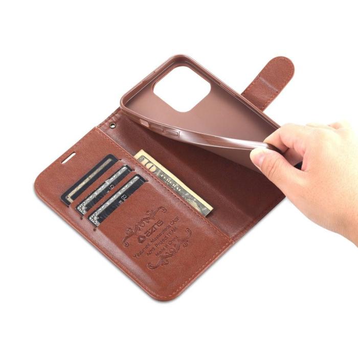 AZNS - AZNS iPhone 14 Pro Max Plånboksfodral i Konstläder - Brun