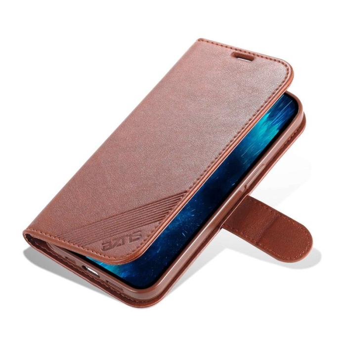AZNS - AZNS iPhone 14 Pro Max Plånboksfodral i Konstläder - Brun
