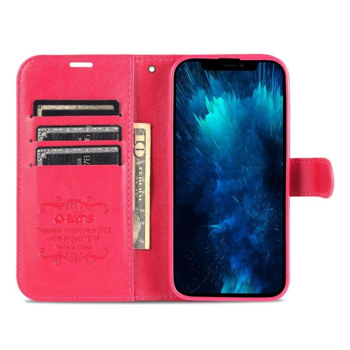 AZNS - AZNS iPhone 14 Pro Max Plånboksfodral i Konstläder - Röd