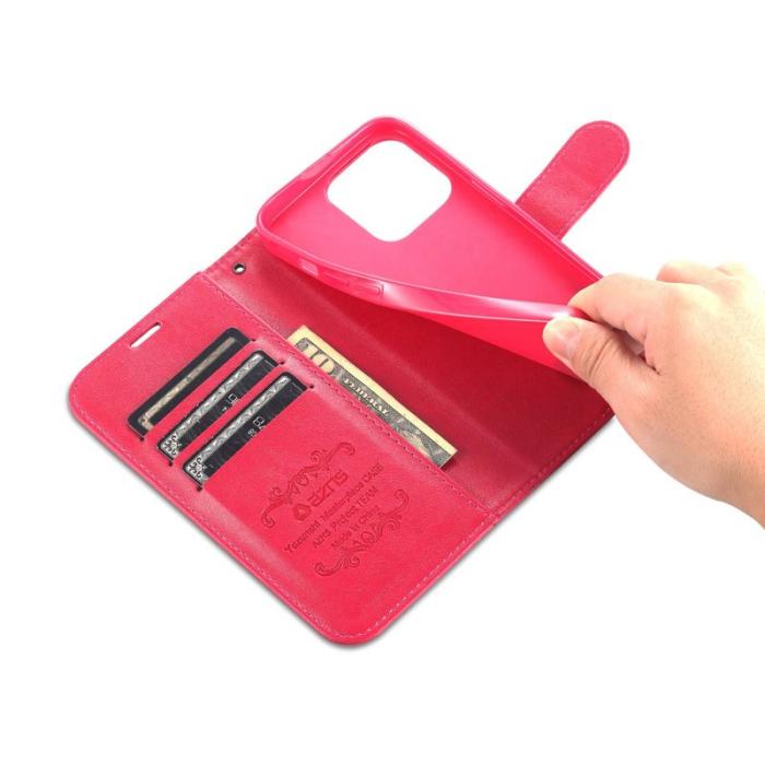 AZNS - AZNS iPhone 14 Pro Max Plånboksfodral i Konstläder - Röd