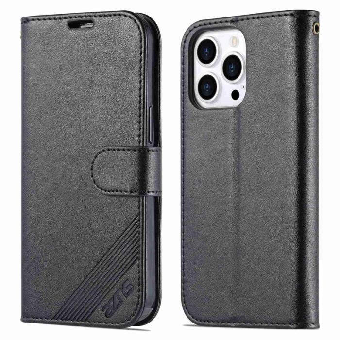 AZNS - AZNS iPhone 14 Pro Max Plånboksfodral i Konstläder - Svart