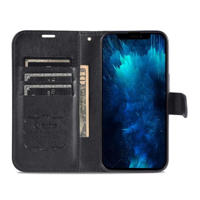 AZNS - AZNS iPhone 14 Pro Max Plånboksfodral i Konstläder - Svart