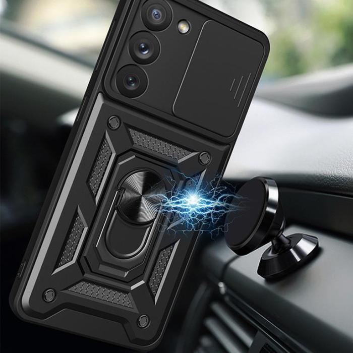 OEM - Galaxy A14 5G/4G Skal med Ringhållare Hybrid Armor Camshield - Svart