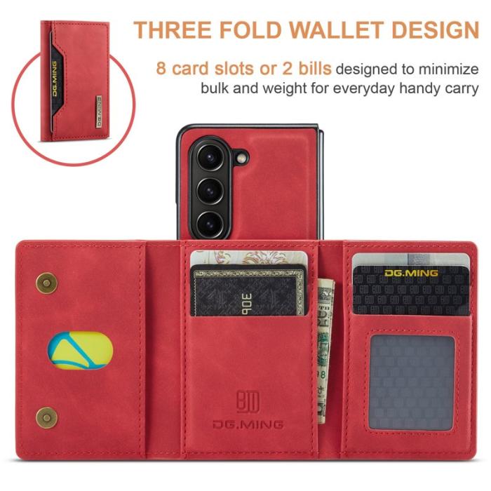 DG.MING - DG.MING M2 Kickstand Plånboksfodral Samsung Galaxy Z Fold5 Röd