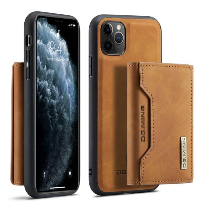 DG.MING - DG.MING 2-i-1 Konstläder Plånboksfodral för iPhone 11 Pro Max - Brun