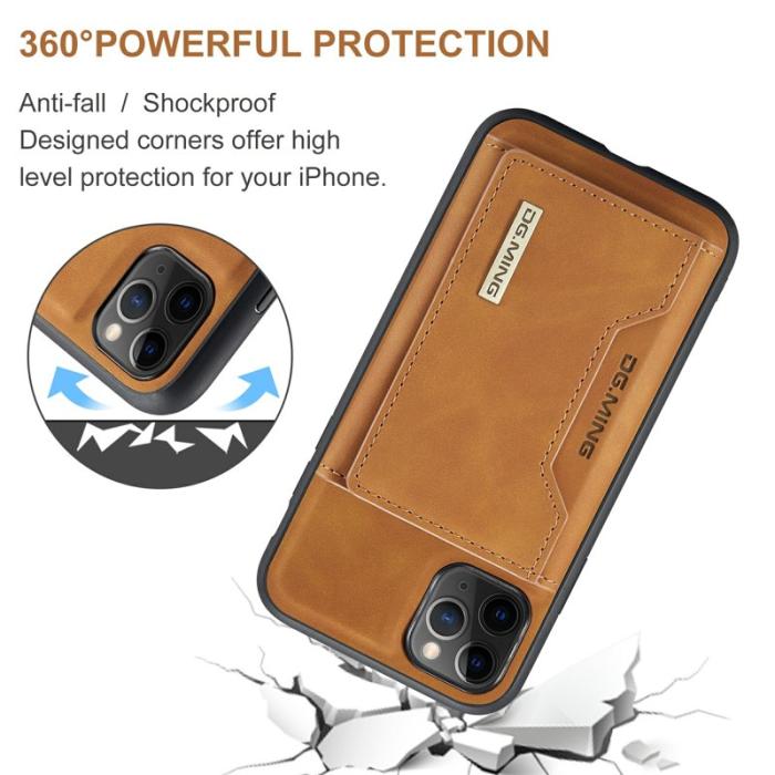 DG.MING - DG.MING 2-i-1 Konstläder Plånboksfodral för iPhone 11 Pro Max - Brun