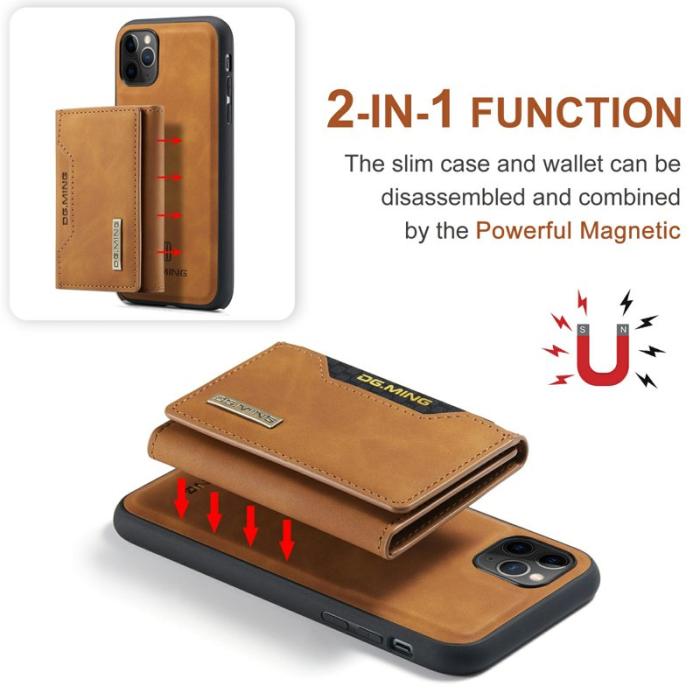 DG.MING - DG.MING 2-i-1 Konstläder Plånboksfodral för iPhone 11 Pro Max - Brun