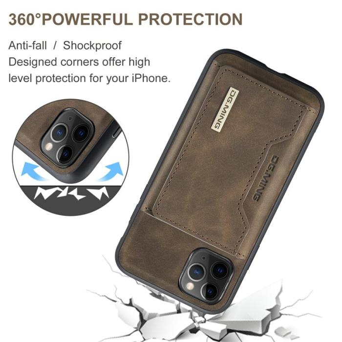 DG.MING - DG.MING 2-i-1 Konstläder Plånboksfodral för iPhone 11 Pro Max - Brun