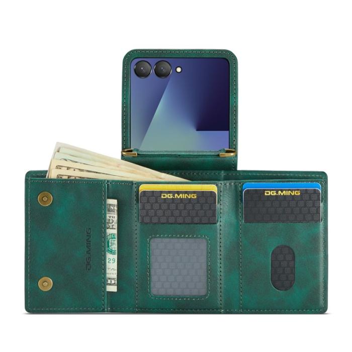 DG.MING - DG.MING M6 Series Konstläder Plånboksfodral för Samsung Galaxy Z Flip7 5G - Grön