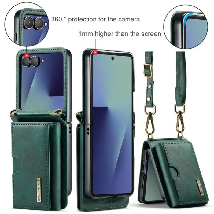DG.MING - DG.MING M6 Series Konstläder Plånboksfodral för Samsung Galaxy Z Flip7 5G - Grön