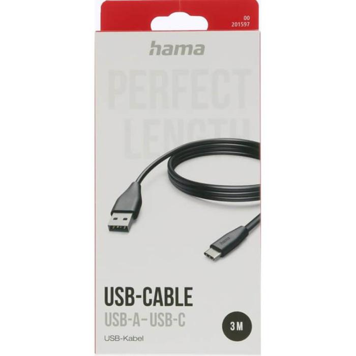 Hama - HAMA USB-C till USB-A kabel 3m - Svart