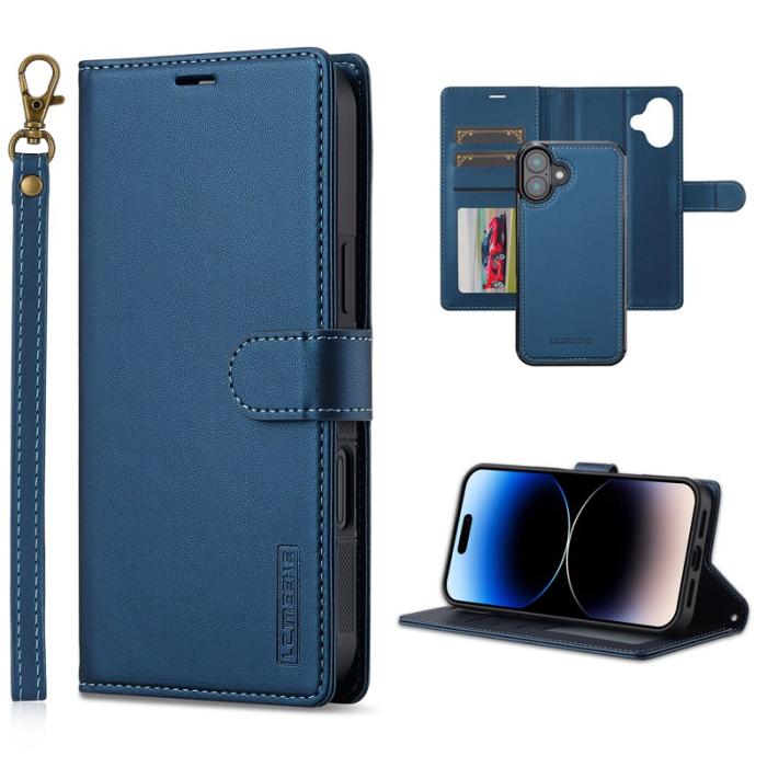 LC.imeeke - LC.IMEEKE L2 Series iPhone 16 Plus Plånboksfodral Konstläder - Blå
