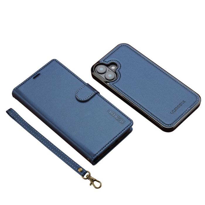 LC.imeeke - LC.IMEEKE L2 Series iPhone 16 Plus Plånboksfodral Konstläder - Blå