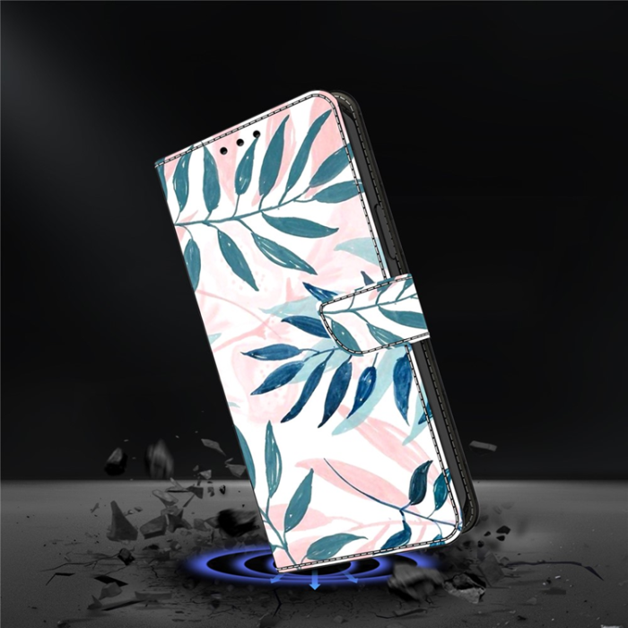 A-One Brand - Galaxy A17 5G Plånboksfodral Pattern Printing - Watercolor Leaves