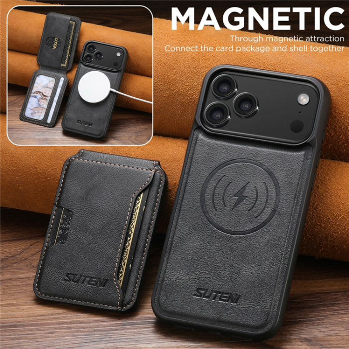 SUTENI - SUTENI iPhone 17 Pro Mobilskal MagSafe Cowhide M3 - Svart