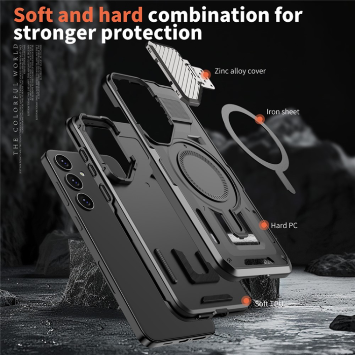 A-One Brand - Galaxy S25/S24 Mobilskal MagSafe Kickstand - Svart